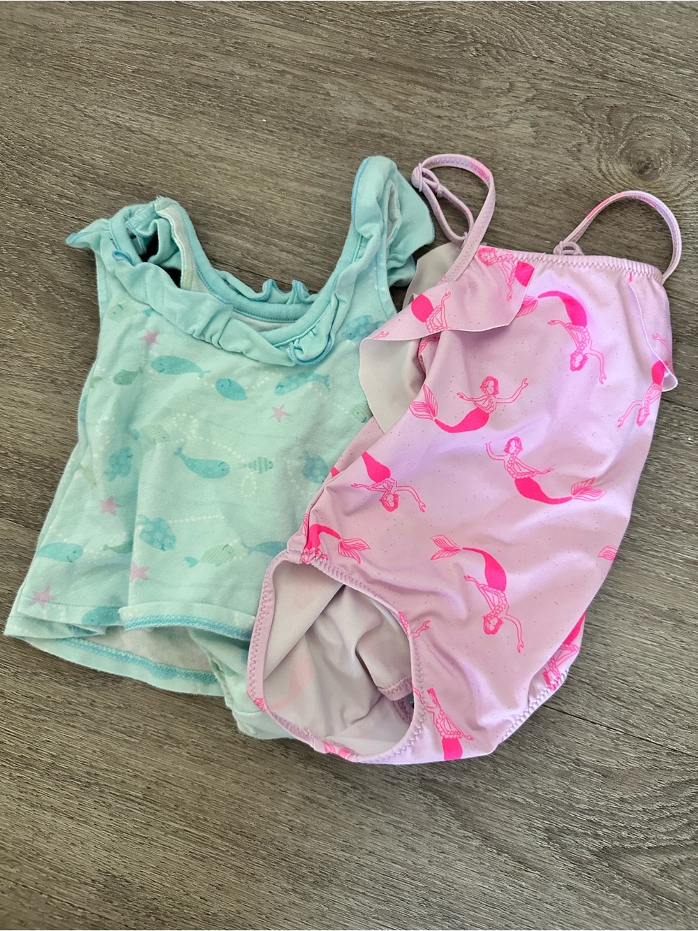 Bundle 2- Zara Girls One-Piece Swimsuit in Pink and additional blue skirt suit